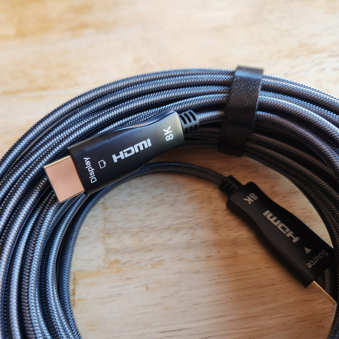 8K HDMI 2.1 Copper Fiber Optic Hybrid Cable, Supports 48Gbps 8K@60Hz, 35 Feet.