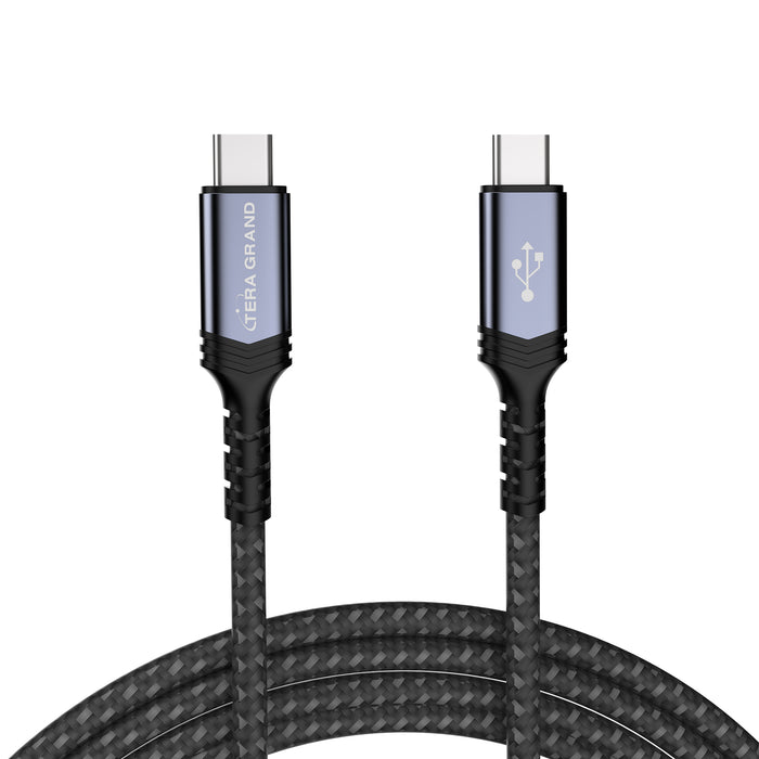 USB 2.0 USB-C to C 60W PD Fast Charging Braided Cable, Black/Gray 6 Ft.