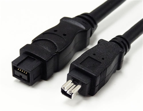 FireWire 800 to 400, 1394b to 1394a, 9 Pin Male to 4 Pin Male Cable, Black, 6'