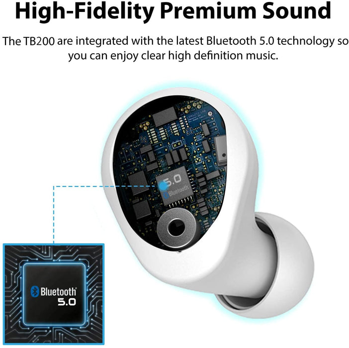 iLuv - TrueBT Air V2.0, True Wireless Earbuds Cordless in-Ear Bluetooth 5.0, Matte White