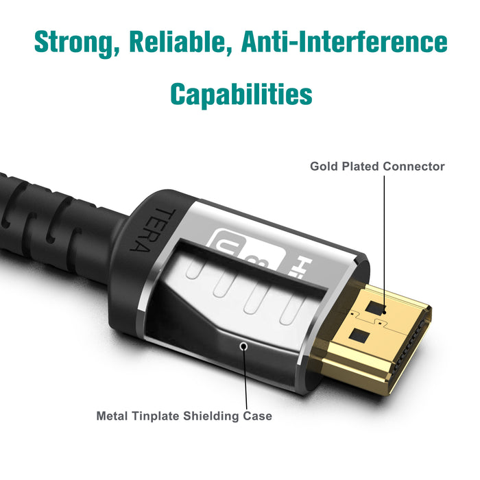 8K Ultra High Speed HDMI Certified Cable with Aluminum housing, Supports HDMI 2.1 8K HDR Ultra HD, 48 Gbps, 6 Feet