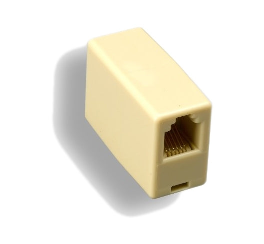 RJ12 Modular Inline Coupler, Straight Pin-out (6P-6C, Ivory)