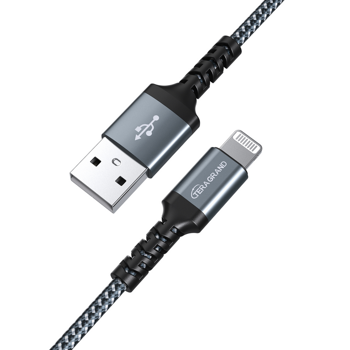 Apple C89 MFi Certified - Lightning to USB-A Braided Cable with Aluminum Housing, 4 Ft Alpine Green/Silver