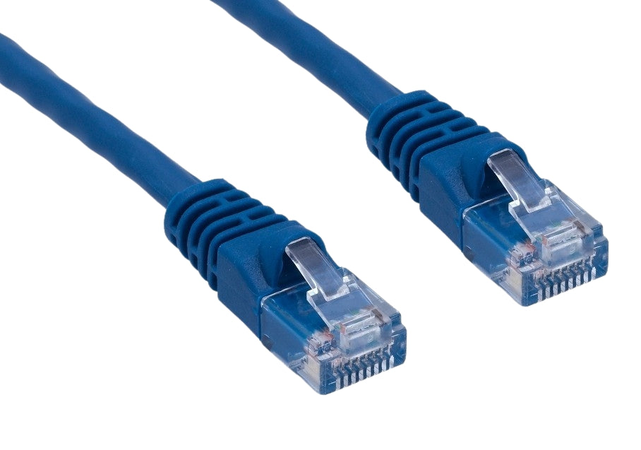 CAT5E 350MHz 24 AWG UTP Bare Copper Ethernet Network Cable, Molded Blue 15 FT
