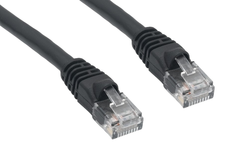 CAT5E 350MHz 24 AWG UTP Bare Copper Ethernet Network Cable, Molded Black 35 FT