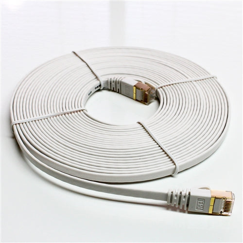CAT-7 10 Gigabit Ultra Flat Ethernet Patch Cable, 25 Feet White