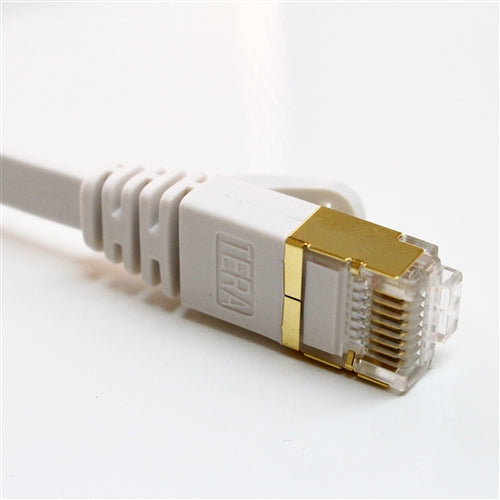 CAT-7 10 Gigabit Ethernet Ultra Flat Patch Cable for Modem Router LAN Network - Built with Shielded RJ45 Connectors, 50 Feet White