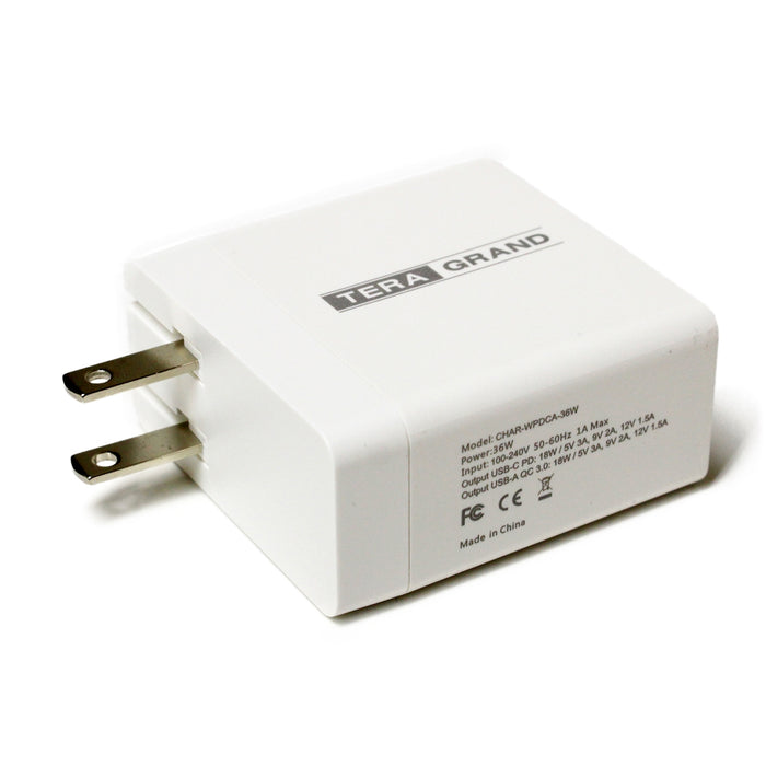 36W USB-C Wall Charger with 18W USB-C Power Delivery PD 3.0 Port and 18W QC3.0 USB-A Port