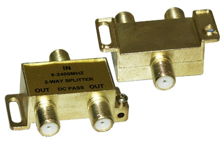 Coax Cable Splitter F-Type, 2 Way, 5-2400MHz  (For Satellite or Cable TV)
