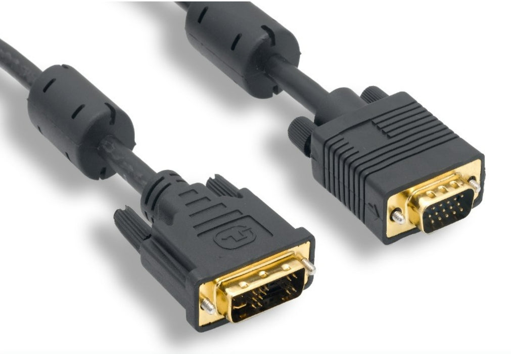 DVI Analog to VGA Cable, DVI-A Male-HD15 Male, Black, 3 Meter