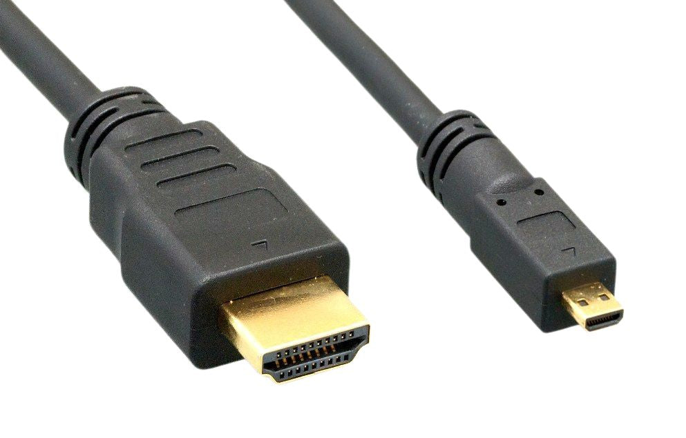 HDMI A Male to Micro HDMI type D Cable with Ethernet, 3'