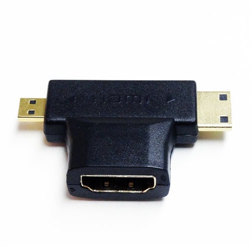 HDMI 2-in-1 T Adapter - HDMI Female to Mini HDMI Male and Micro HDMI Male Adapter