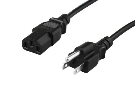 16AWG AC Power Cord, 5-15P to C13, Black, 6 ft.