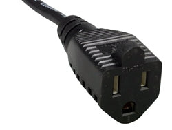 Power Extension Cord, 5-15P to 5-15R, Black, 3 Ft.