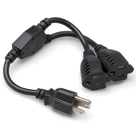 Power Cord Extension Y Splitter, 5-15P to 5-15R X2, SJT 16 AWG, 14"