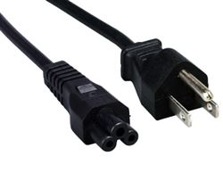 Notebook Power Cord, 3 Prongs, 5-15P to C5, Black, 10 Ft.