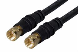 RG-6 Coaxial Cable with Gold Plating F Connector, Black, 50'