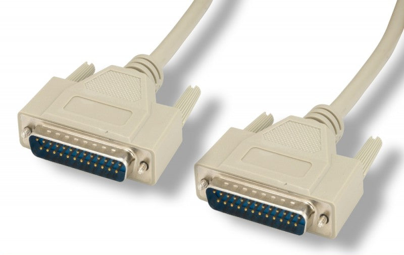 RS-232 Serial Cable, DB25 Male to DB25 Male, 50'