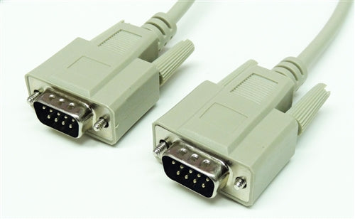 RS-232 Serial Cable, DB9 Male to DB9 Male, 10'