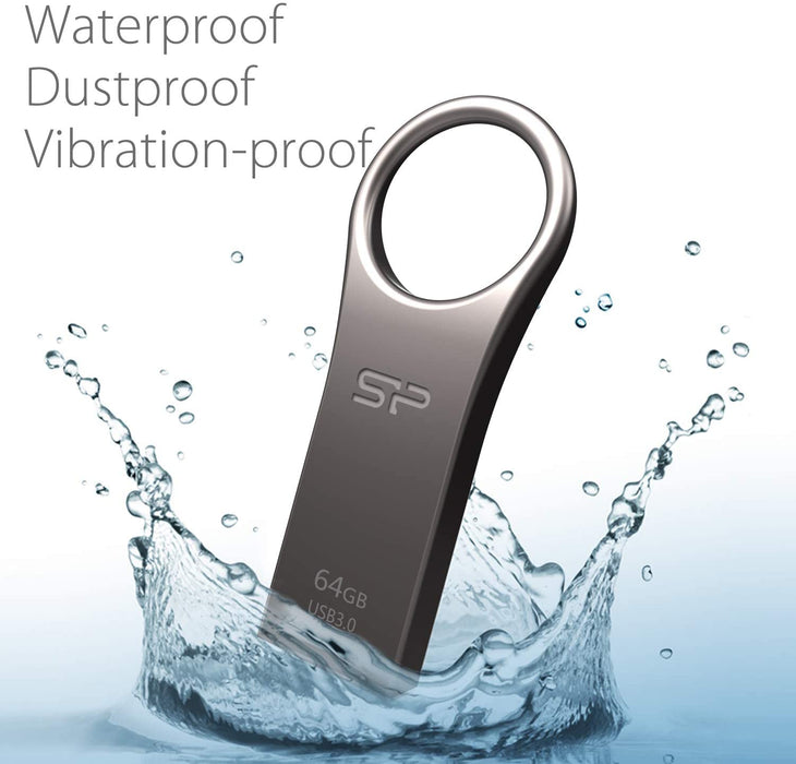 Silicon Power - USB 3.0/3.1 Waterproof Flash Drive, Jewel J80 Titanium, 64 GB