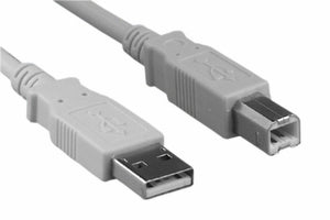 USB 2.0 A to B Cable, Beige, 6'