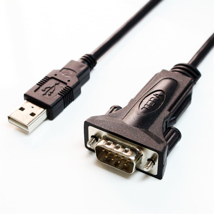 Premium USB 2.0 USB-A to RS232 Serial DB9 Adapter Cable - Supports Windows 11, 10, 8, 7, Vista, XP, 2000, 98, Linux and Mac - Built with FTDI Chipset and Male Thumbscrews, 3 Ft.