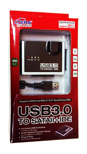 The New and Improved Version - USB 3.0 to SATA II and IDE Hard Drive Adapter, Universal 2.5-3.5-5.25 Drives with Power Adapter