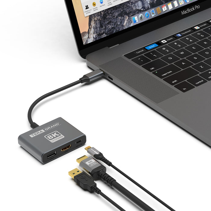 USB 3.2 USB-C to 8K HDMI + USB 3.2 A Female + USB-C PD3.0 100W MultiPort Adapter