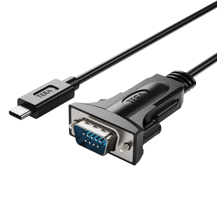 Premium USB 2.0 USB-C to RS232 Serial DB9 Adapter Cable - Supports Windows 11, 10, 8, 7, Vista, XP, 2000, 98, Linux and Mac OS - Built with FTDI Chipset and Thumbscrews, 6 Ft.