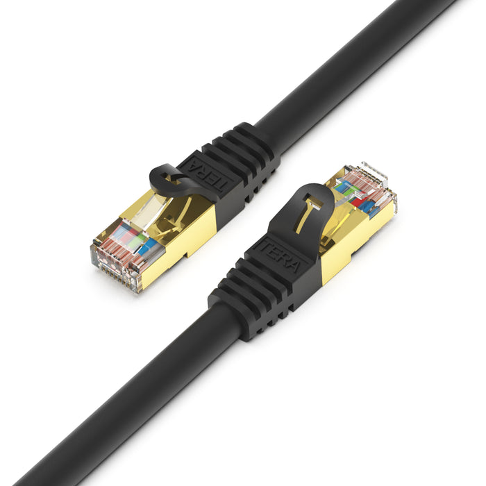 Premium CAT-7 Double Shielded 10 Gigabit 600MHz Ethernet Cable, Black 3 Feet