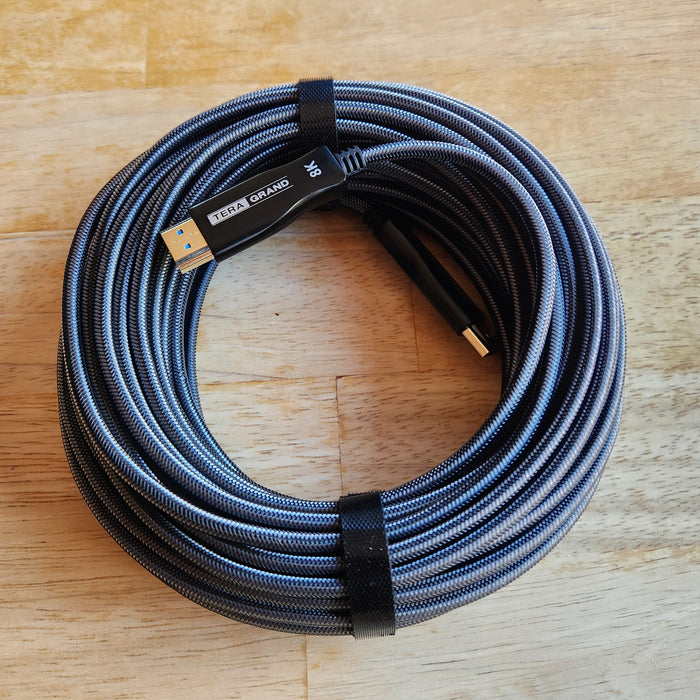8K HDMI 2.1 Copper Fiber Optic Hybrid Cable, Supports 48Gbps 8K@60Hz, 35 Feet.