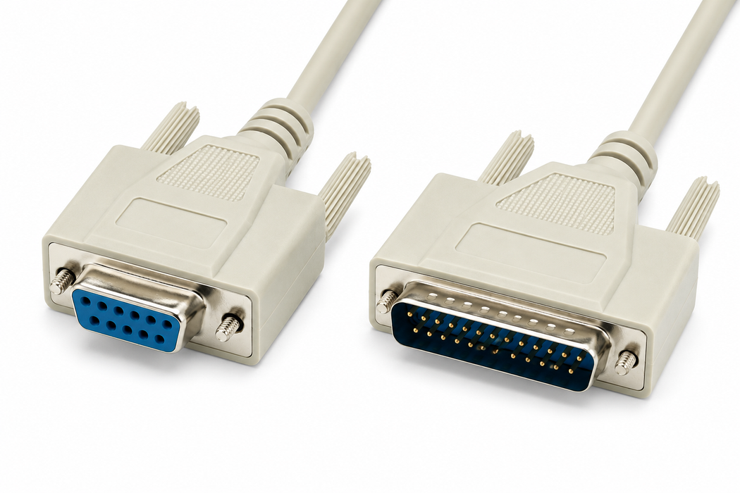 Null Modem Cable, DB9 Female to DB25 Male, 10'