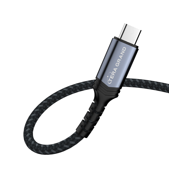 USB 2.0 USB-C to C 60W PD Fast Charging Braided Cable, Black/Gray 6 Ft.