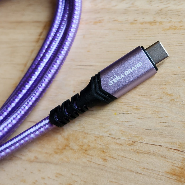 USB 3.2 USB-C to C Gen 2x2 20Gbps 100W Braided Cable with Aluminum housings, Purple, 6 Ft