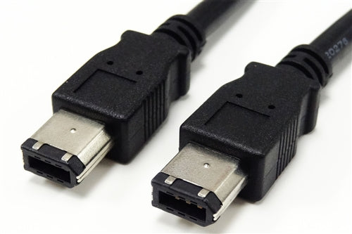 FireWire 400, 1394a, 6 Pin Male to 6 Pin Male Cable, Black, 3'