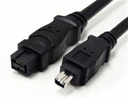 FireWire 800 to 400, 1394b to 1394a, 9 Pin Male to 4 Pin Male Cable, Black, 10'
