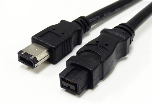 FireWire 800 to 400, 1394b to 1394a, 9 Pin Male to 6 Pin Male Cable, Black, 6'