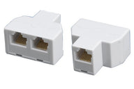 RJ45 Modular T-Adapter, 8P-8C, Female to 2 Female, White