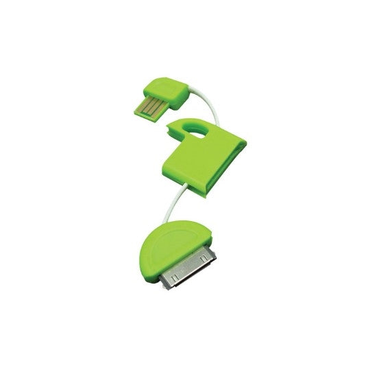 USB Keychain Cable for 30-Pin Apple Devices 4.8 inch - Green