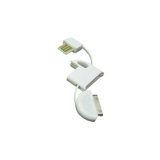 USB Keychain Cable for 30-Pin Apple Devices 4.8 inch  - White