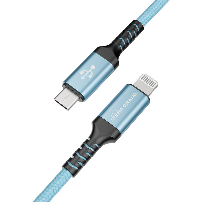 Apple C94 MFi Certified USB-C to Lightning Braided Cable with Aluminum Housing, 6 Ft Blue
