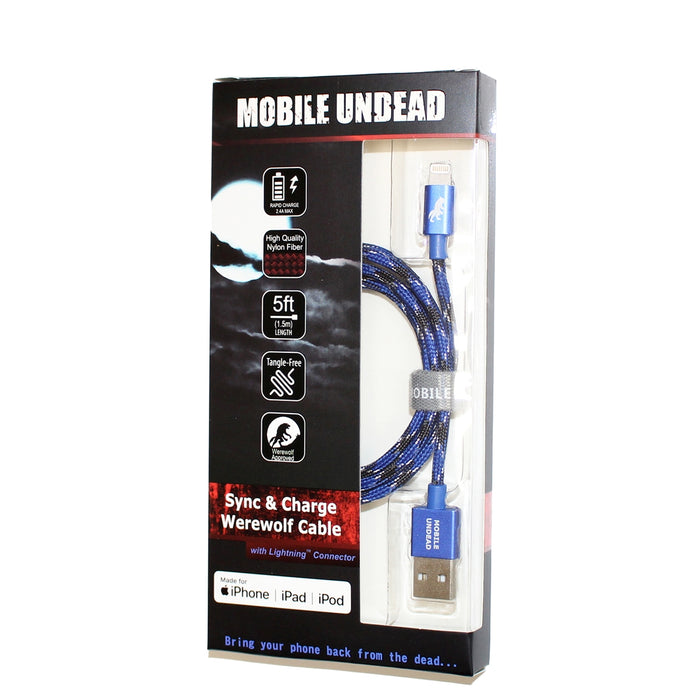 Mobile Undead - Apple MFi Certified - Lightning to USB Werewolf Cable, 5 Feet