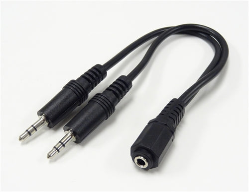 3.5mm Stereo Female to Male X2 Splitter Cable, 6"