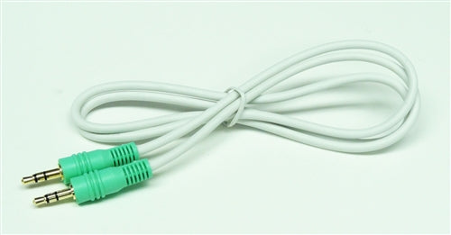 3.5mm Stereo Male to Male Audio Cable with Green connector, 3'