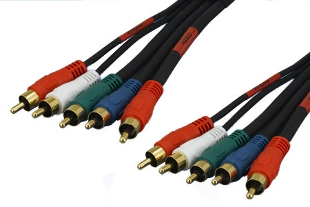 Component Audio-Video Cable, 5 RCA, 6'