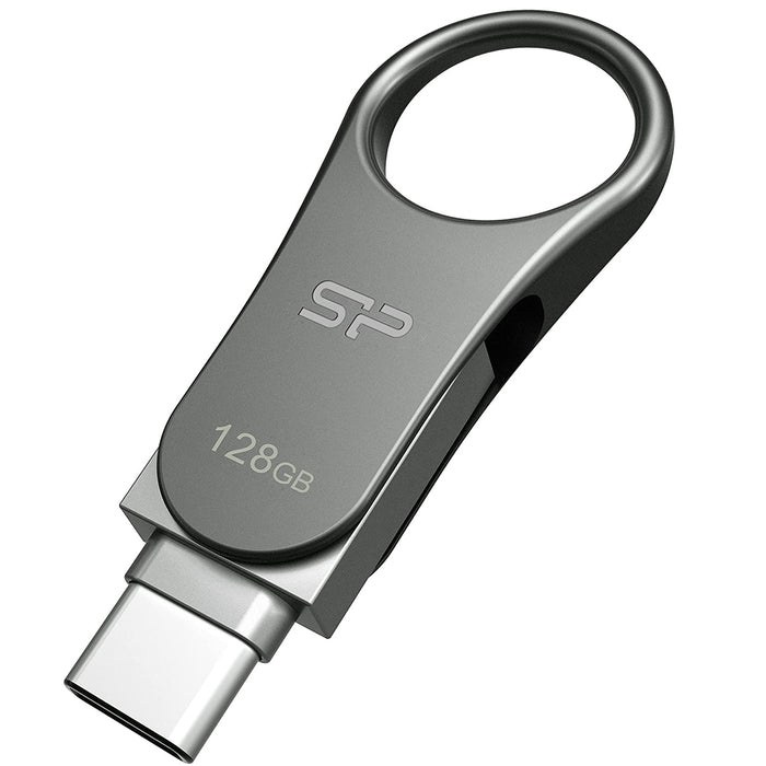 Silicon Power USB 3.0/3.1 Gen 1 USB-C and A Dual Flash Drive, Mobile C80, 128 GB
