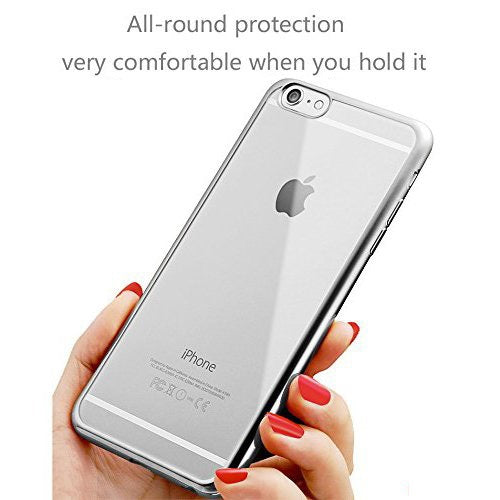 iPhone 6-6s Ultra Thin Soft Gel TPU Silicone Case with Electroplating Technology, Silver
