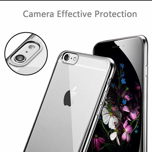 iPhone 6-6s Ultra Thin Soft Gel TPU Silicone Case with Electroplating Technology, Silver