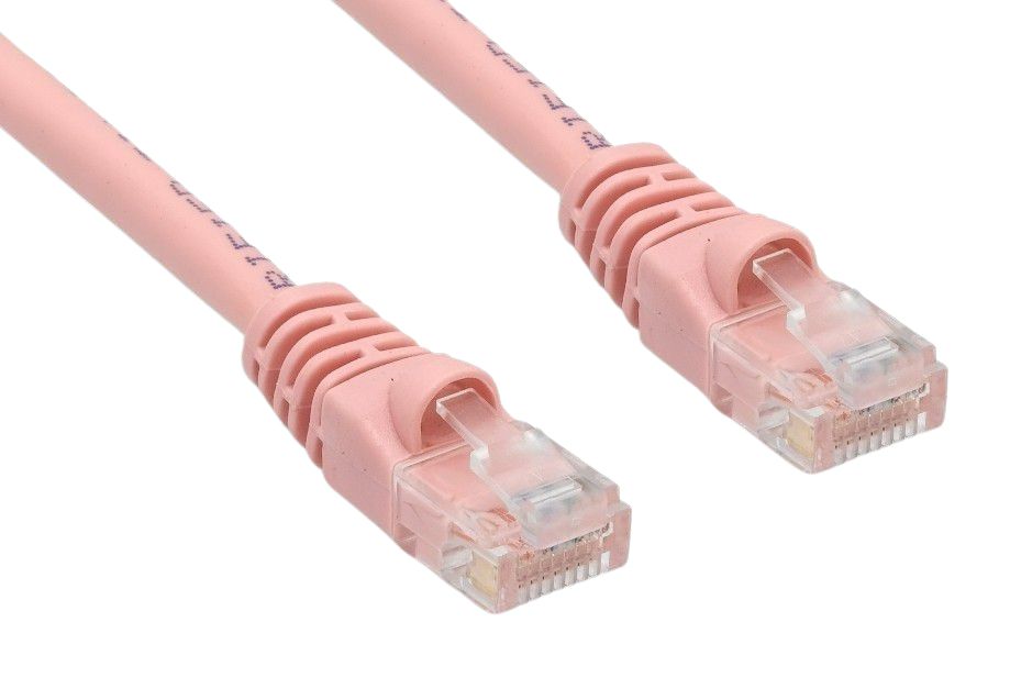 CAT6 550MHz 24 AWG UTP Bare Copper Ethernet Network Cable, Molded Pink 5 FT