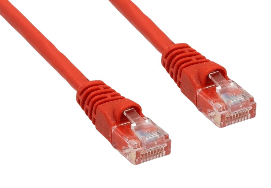 CAT6 550MHz 24 AWG UTP Bare Copper Ethernet Network Cable, Molded Red 15 FT